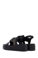 Kadın Siyah Kalın Tabanlı Taşlı Sandalet | Derimod