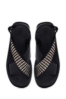 Kadın Siyah Kalın Tabanlı Taşlı Sandalet | Derimod