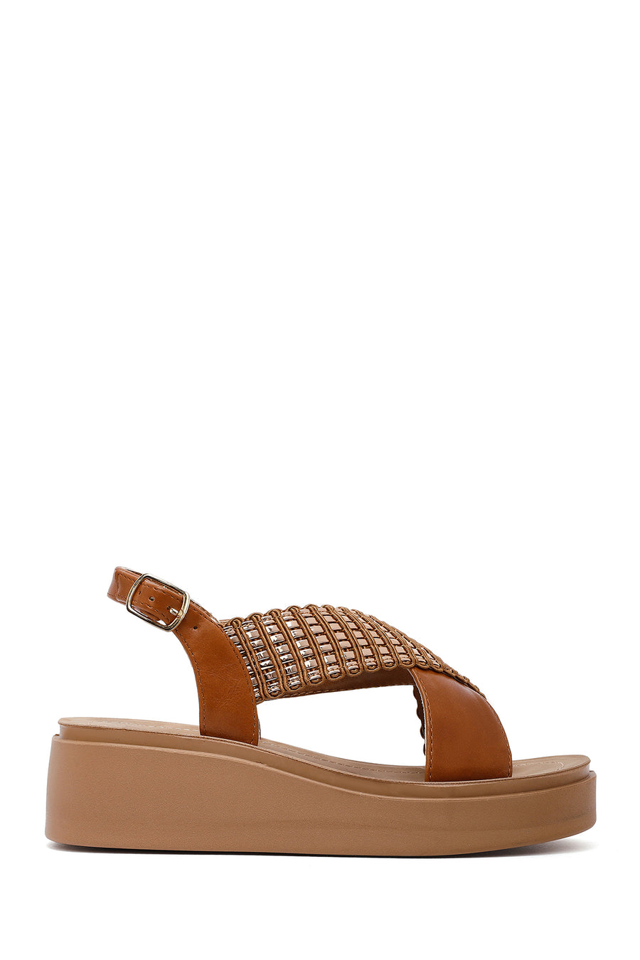 Women's Brown Thick Soled Stoned Sandals 25SFE465514 | Derimod