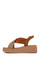 Women's Brown Thick Soled Stoned Sandals | Derimod