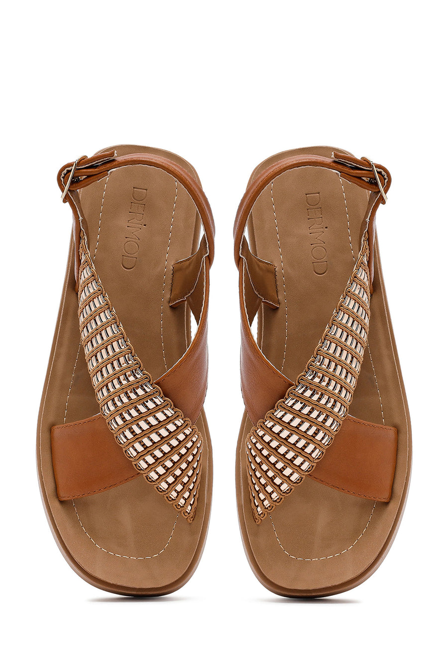 Women's Brown Thick Soled Stoned Sandals