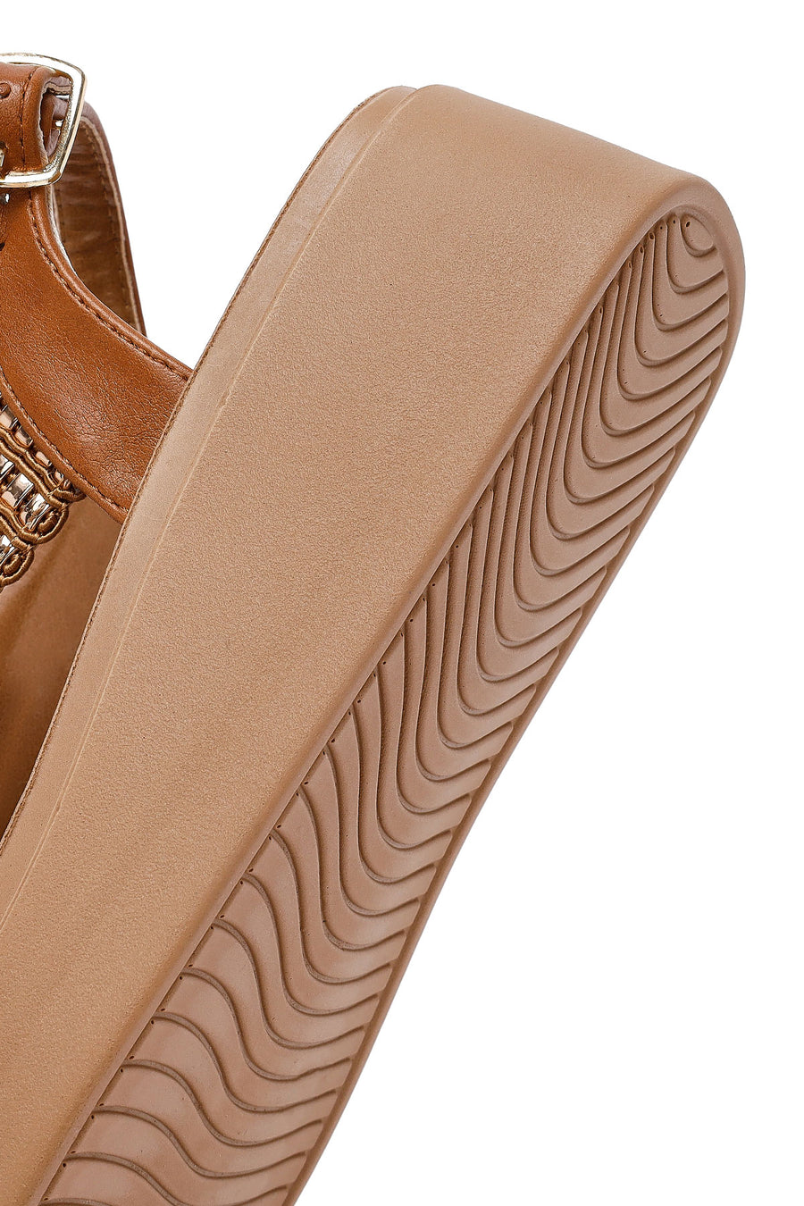 Women's Brown Thick Soled Stoned Sandals