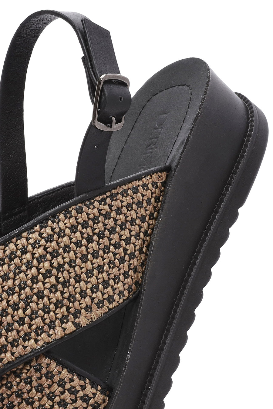 Women's Brown Back Buckle Thick Soled Straw Sandals