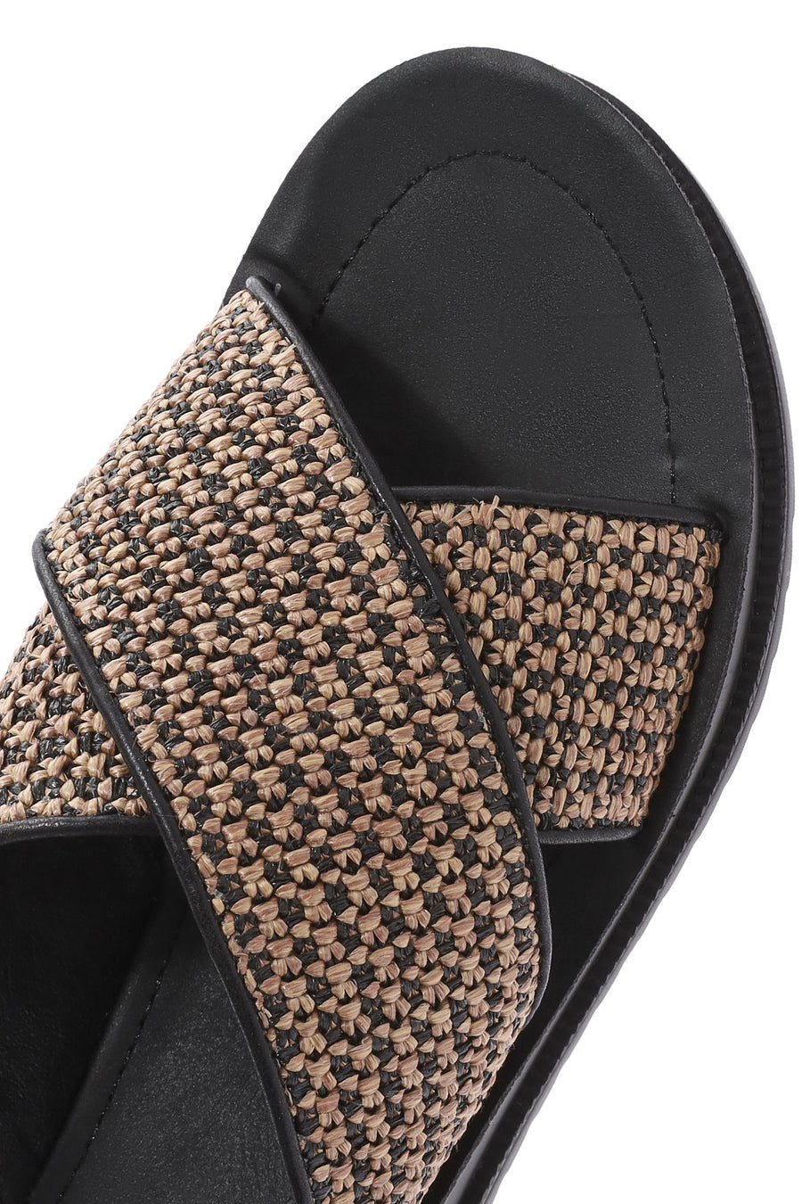 Women's Brown Back Buckle Thick Soled Straw Sandals