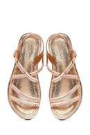 Women's Pink Thick Soled Stoned Sandals | Derimod