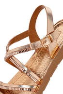 Women's Pink Thick Soled Stoned Sandals | Derimod