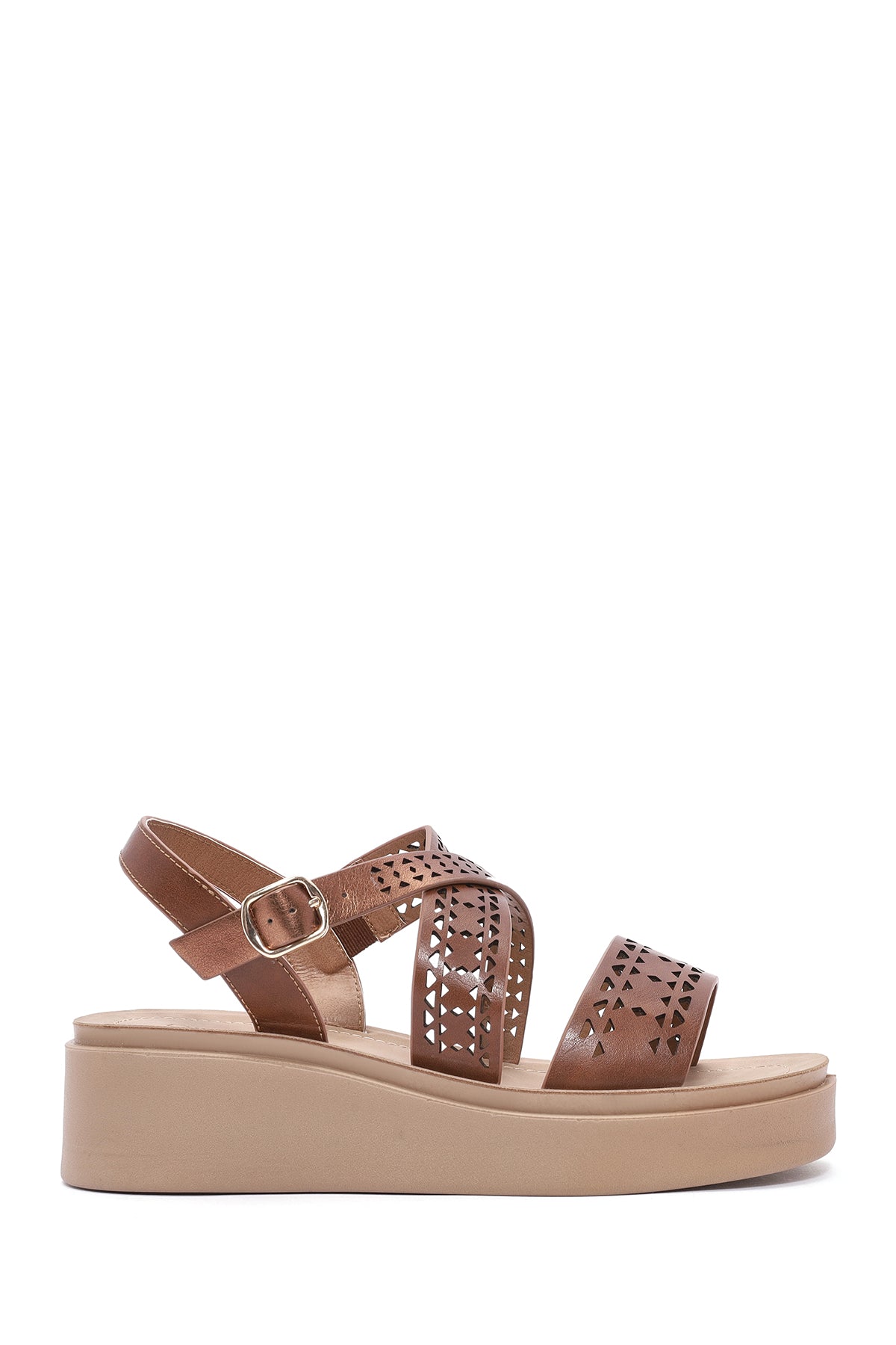 Women's Bronze Ankle Buckle Thick Soled Sandals 25SFE465818 | Derimod