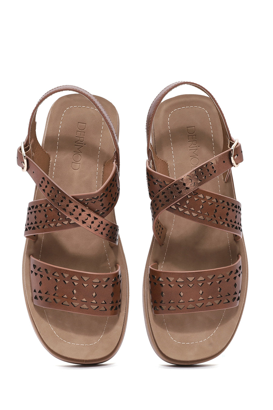 Women's Bronze Ankle Buckle Thick Soled Sandals