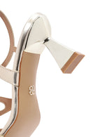 Kadın Altın Bilekten Bağlamalı Kalın Topuklu Metalik Sandalet | Derimod