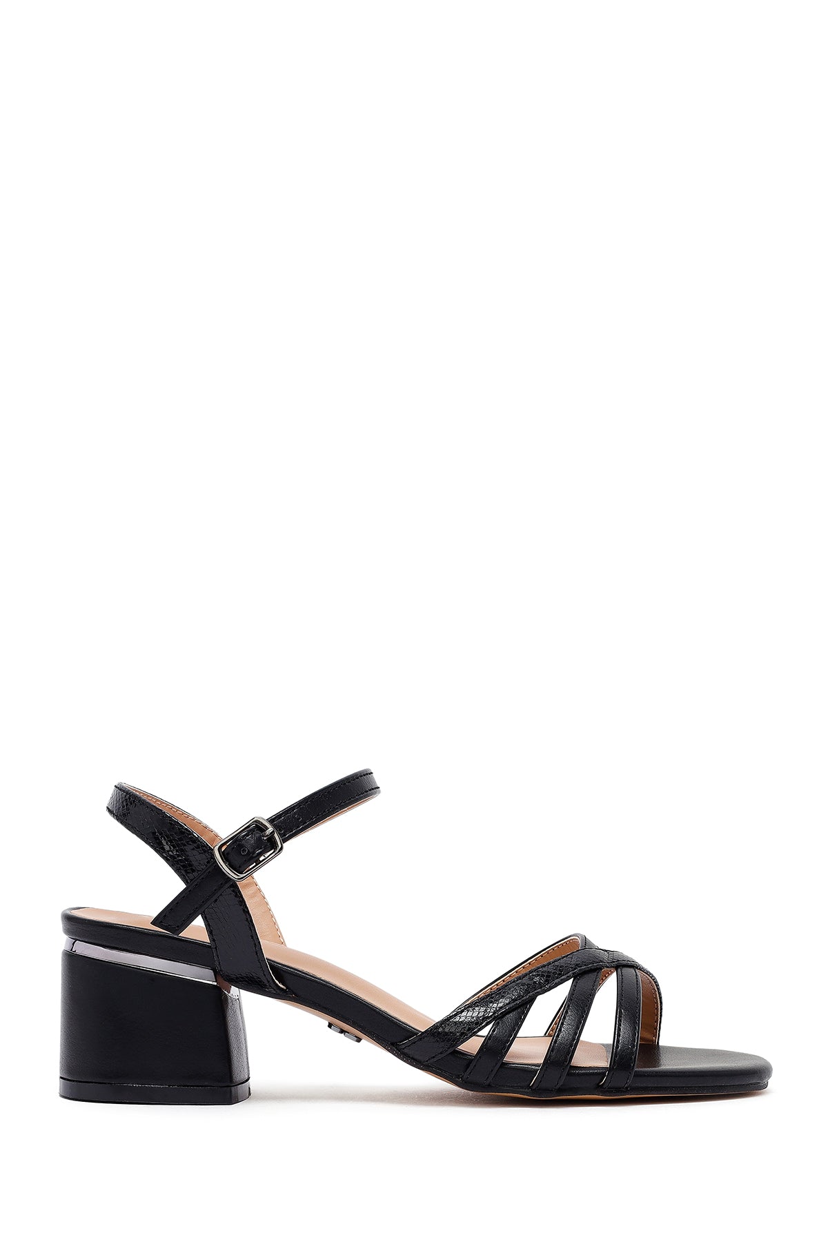 Kadın Siyah Bilekten Tokalı Kalın Topuklu Sandalet 25SFE466318 | Derimod
