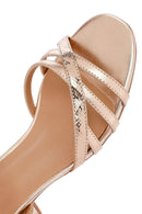 Kadın Pembe Bilekten Tokalı Metalik Kalın Topuklu Sandalet | Derimod