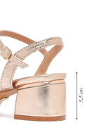 Kadın Pembe Bilekten Tokalı Metalik Kalın Topuklu Sandalet | Derimod