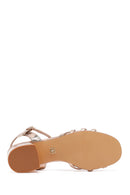 Kadın Pembe Bilekten Tokalı Metalik Kalın Topuklu Sandalet | Derimod