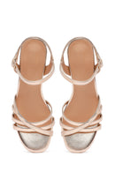 Kadın Pembe Bilekten Tokalı Metalik Kalın Topuklu Sandalet | Derimod