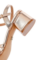 Kadın Pembe Bilekten Tokalı Metalik Kalın Topuklu Sandalet | Derimod