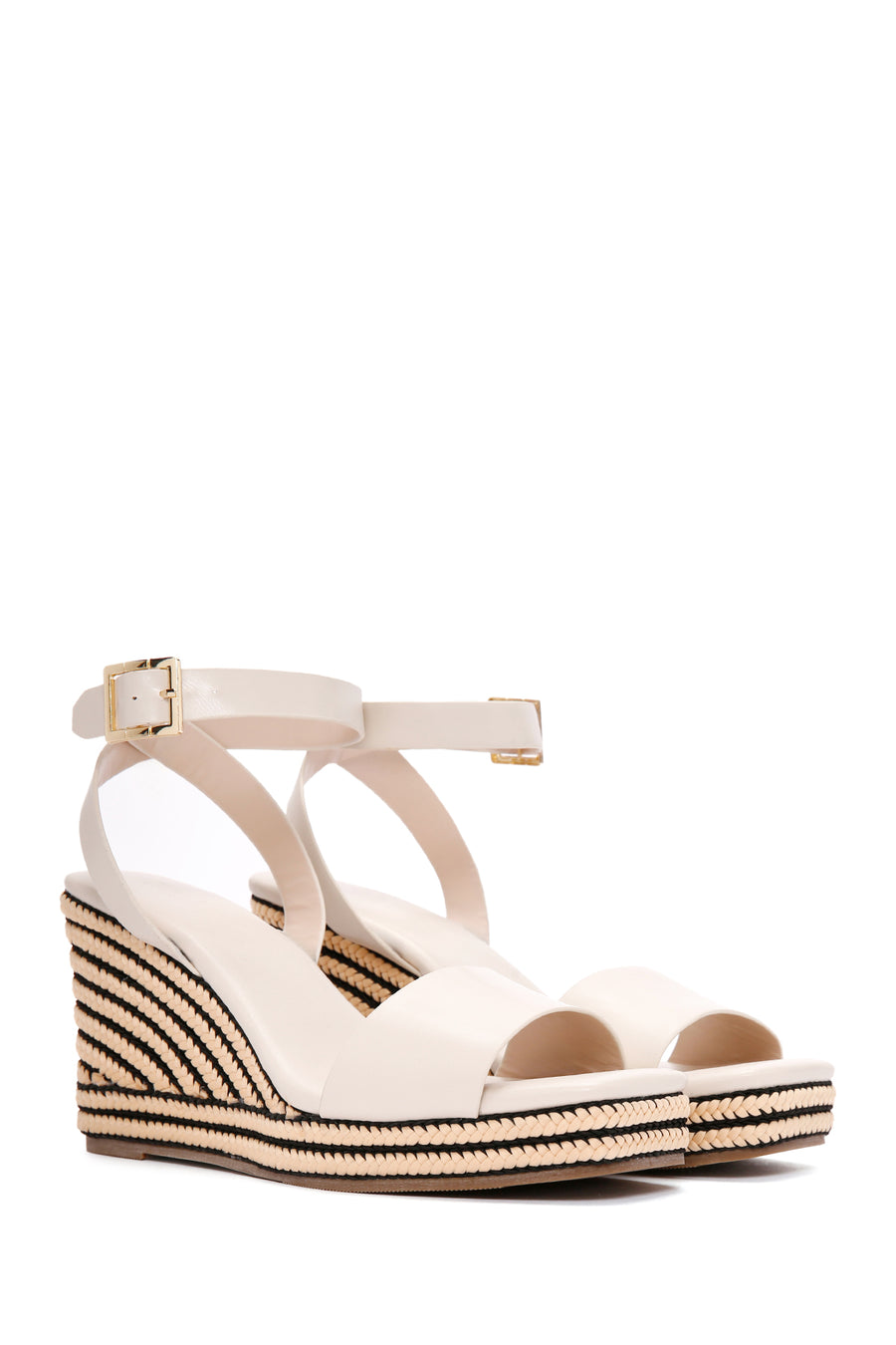 Women's Cream Ankle Strap Wedge Heel Espadrilles