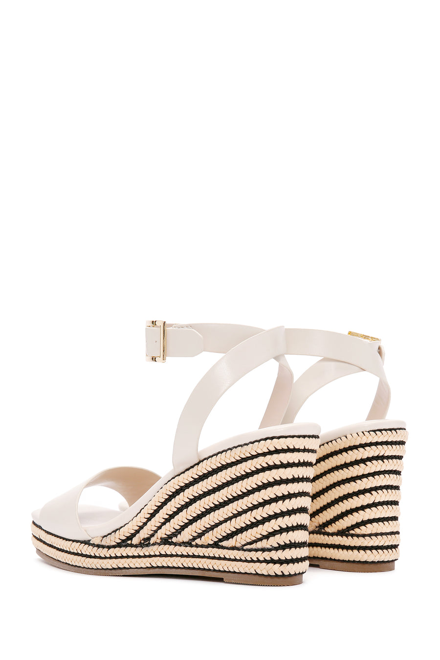 Women's Cream Ankle Strap Wedge Heel Espadrilles