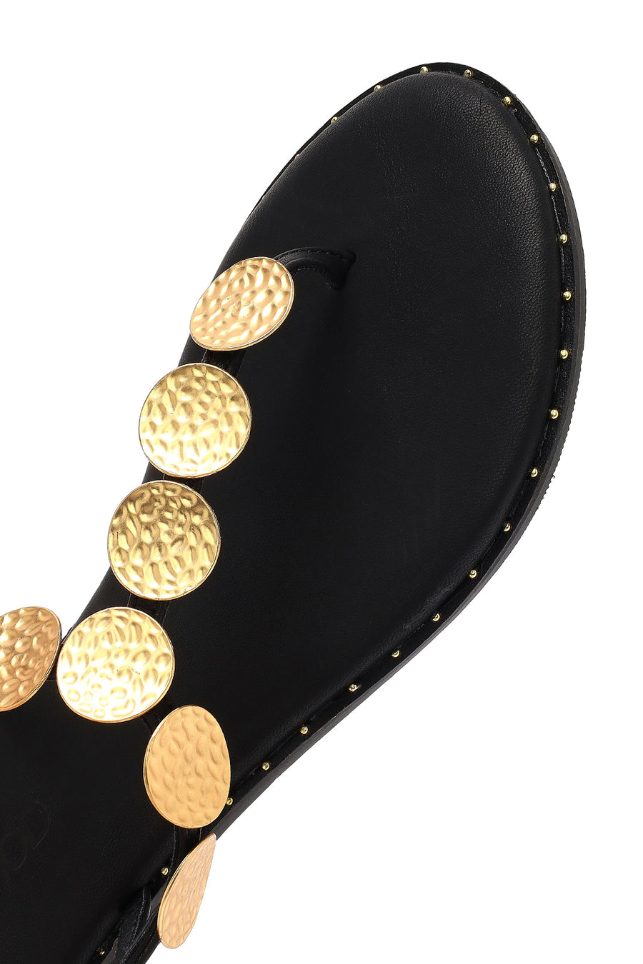 Women's Black Metal Detailed Flip-Flop Sandals