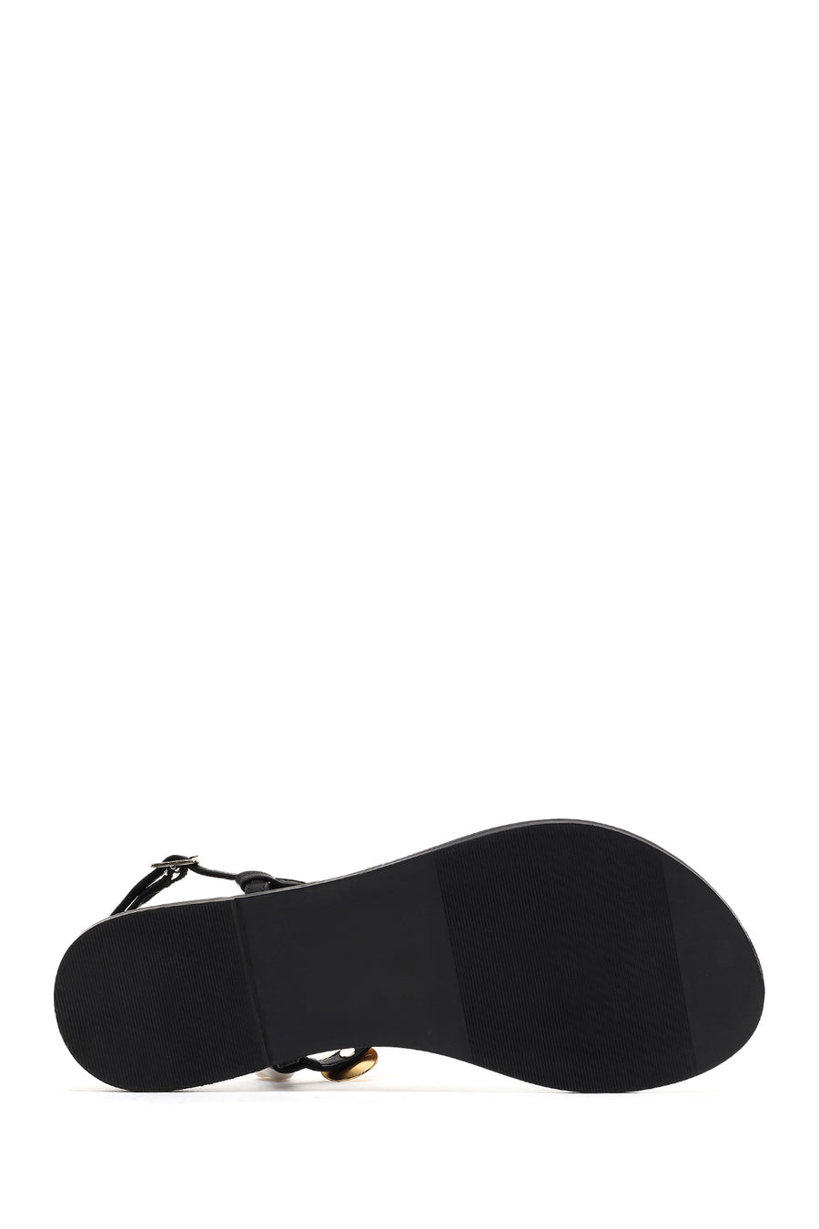 Women's Black Metal Detailed Flip-Flop Sandals