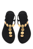 Kadın Siyah Metal Detaylı Parmak Arası Sandalet | Derimod