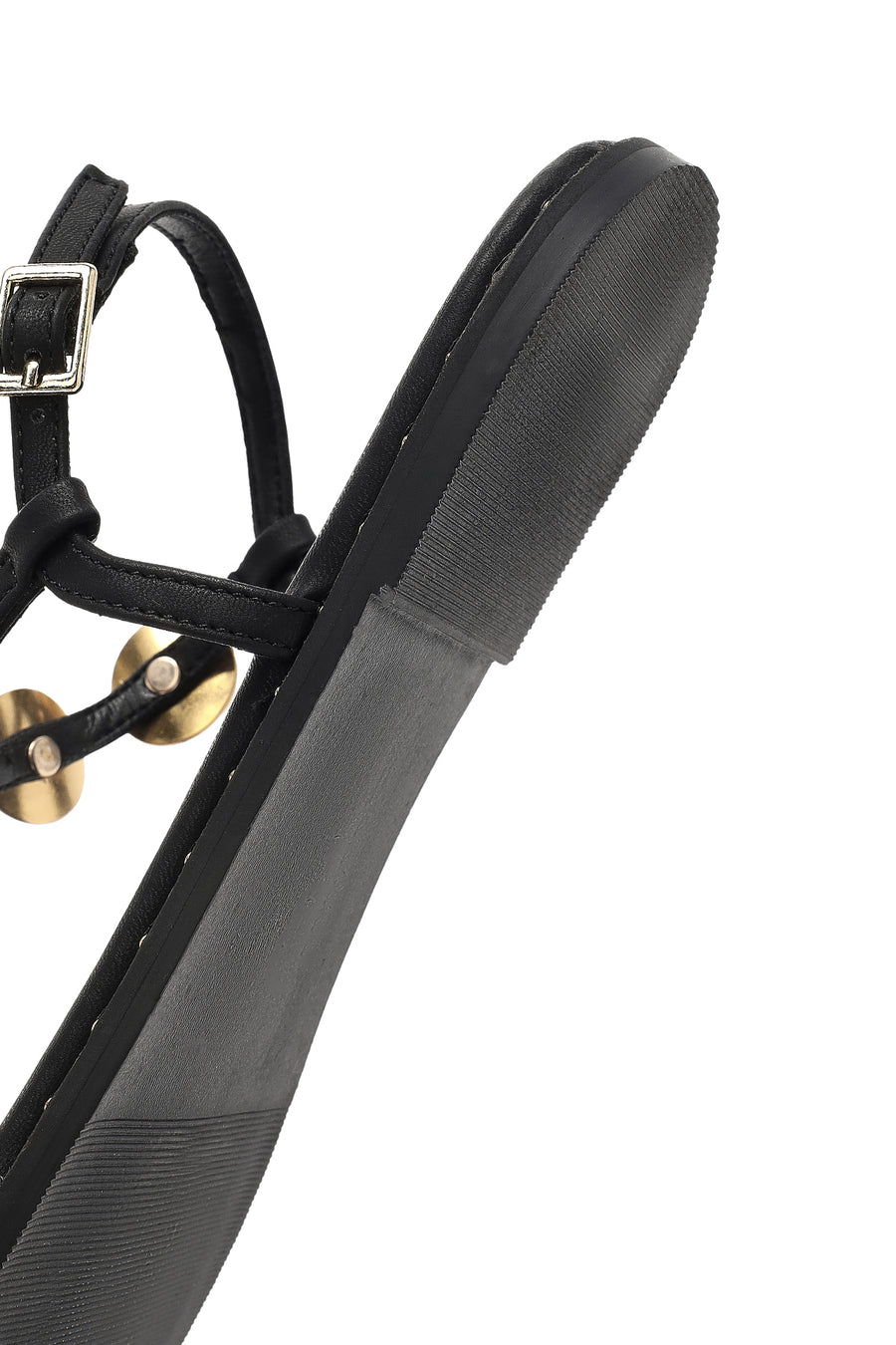 Women's Black Metal Detailed Flip-Flop Sandals