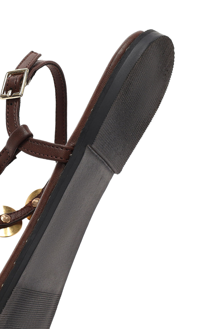 Women's Brown Metal Detailed Flip-Flop Sandals