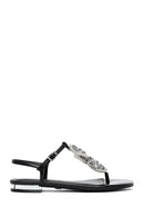 Kadın Siyah Taşlı Parmak Arası Sandalet | Derimod