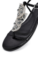 Kadın Siyah Taşlı Parmak Arası Sandalet | Derimod