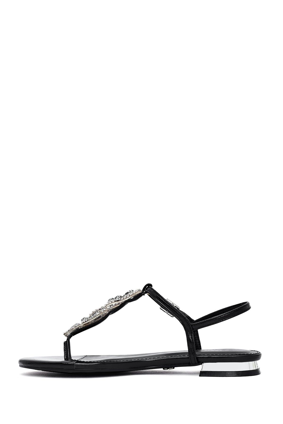 Kadın Siyah Taşlı Parmak Arası Sandalet