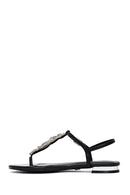 Kadın Siyah Taşlı Parmak Arası Sandalet | Derimod