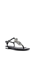 Kadın Siyah Taşlı Parmak Arası Sandalet | Derimod