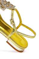 Kadın Sarı Taşlı Parmak Arası Sandalet | Derimod