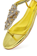 Kadın Sarı Taşlı Parmak Arası Sandalet | Derimod