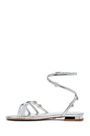 Women's Silver Anklet Buckle Stone Sandals | Derimod