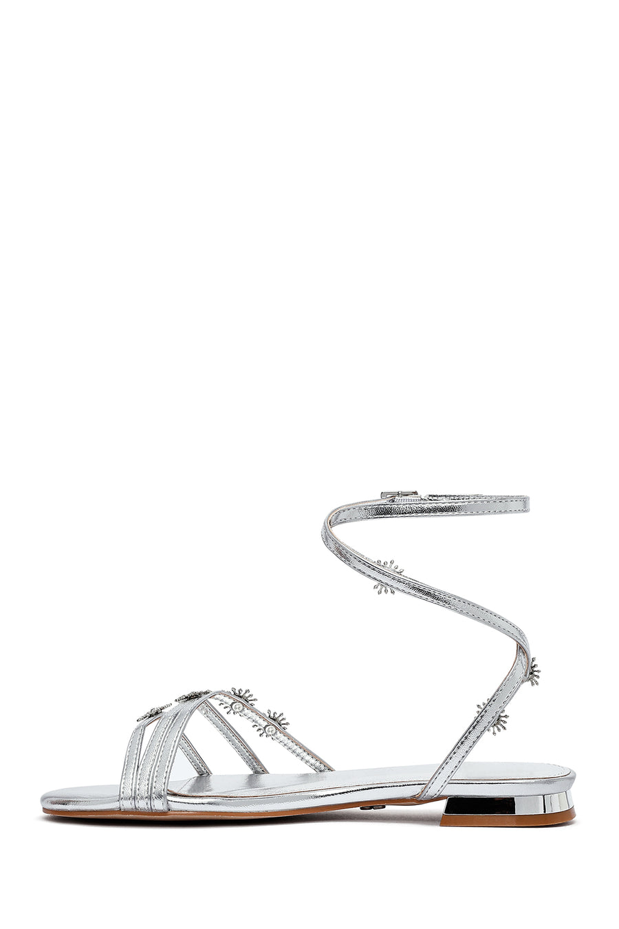 Women's Silver Anklet Buckle Stone Sandals