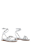 Women's Silver Anklet Buckle Stone Sandals | Derimod