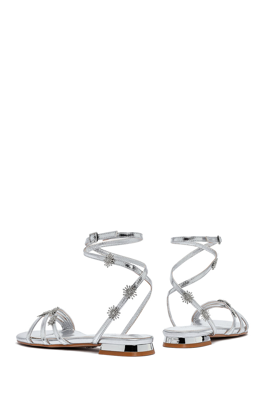 Women's Silver Anklet Buckle Stone Sandals