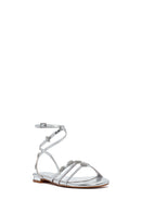 Women's Silver Anklet Buckle Stone Sandals | Derimod