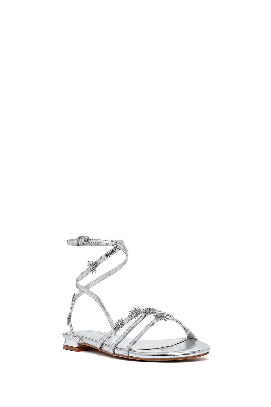 Women's Silver Anklet Buckle Stone Sandals