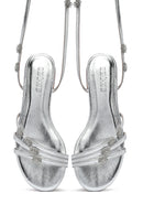 Women's Silver Anklet Buckle Stone Sandals | Derimod