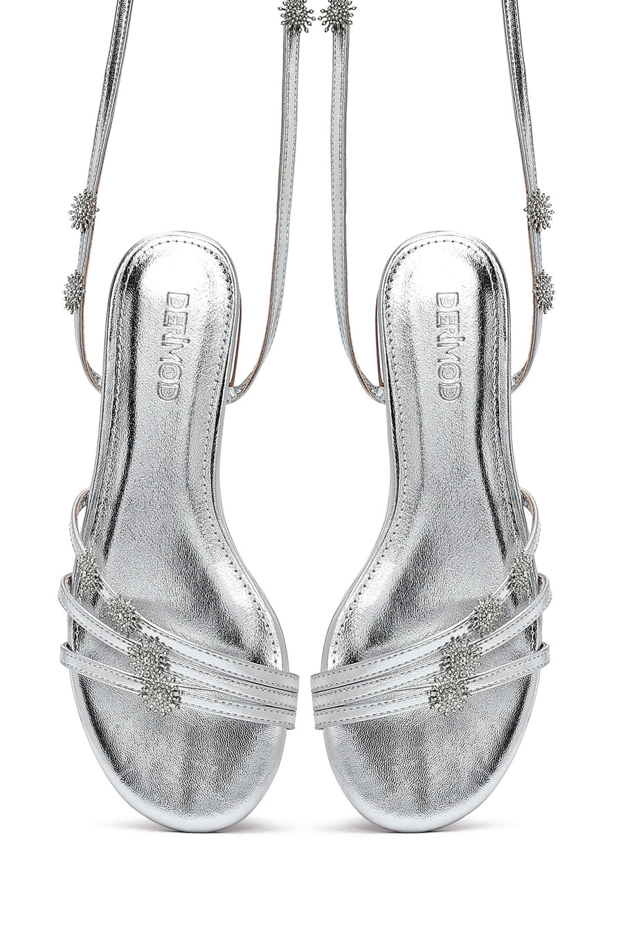 Women's Silver Anklet Buckle Stone Sandals