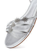 Women's Silver Anklet Buckle Stone Sandals | Derimod