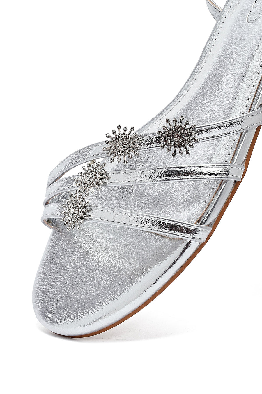 Women's Silver Anklet Buckle Stone Sandals