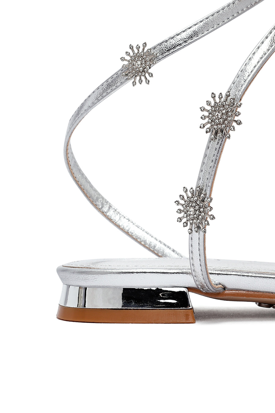 Women's Silver Anklet Buckle Stone Sandals