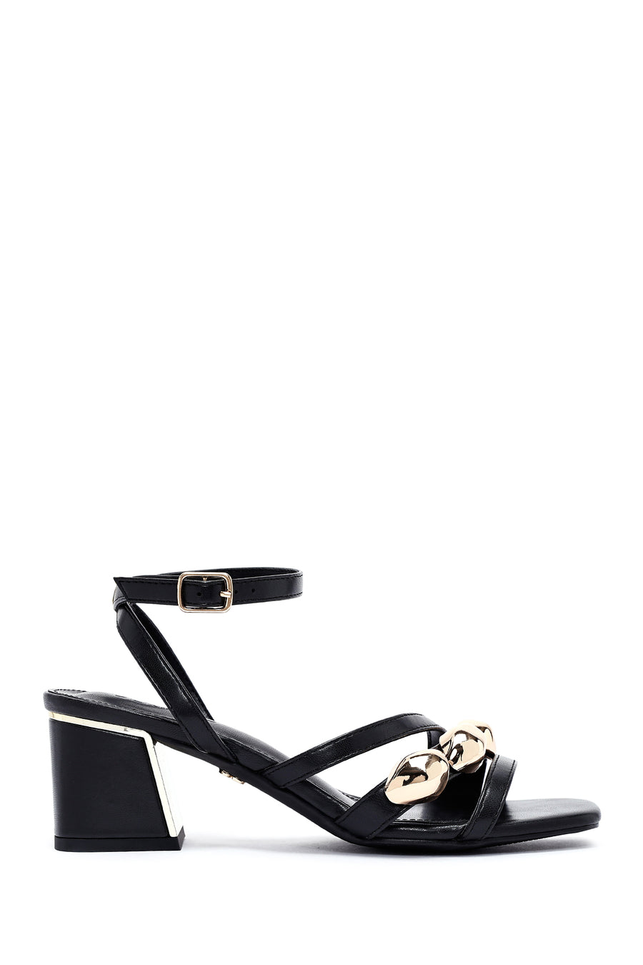 Women's Black Ankle Buckle Low Heel Sandals 25SFE481418 | Derimod