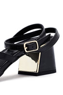 Kadın Siyah Bilekten Tokalı Kısa Kalın Topuklu Sandalet | Derimod