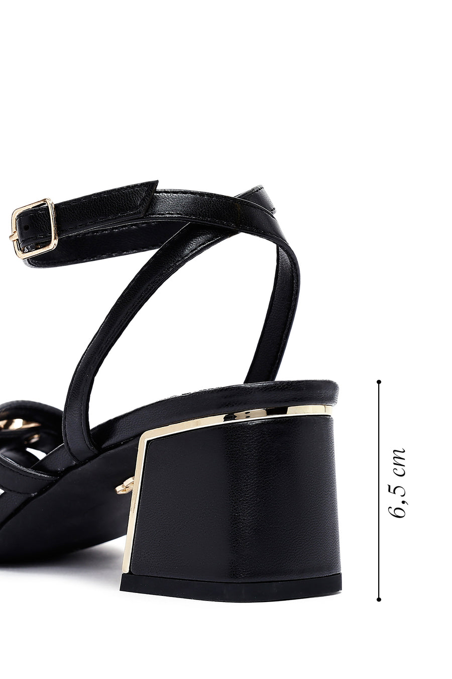 Women's Black Ankle Buckle Low Heel Sandals