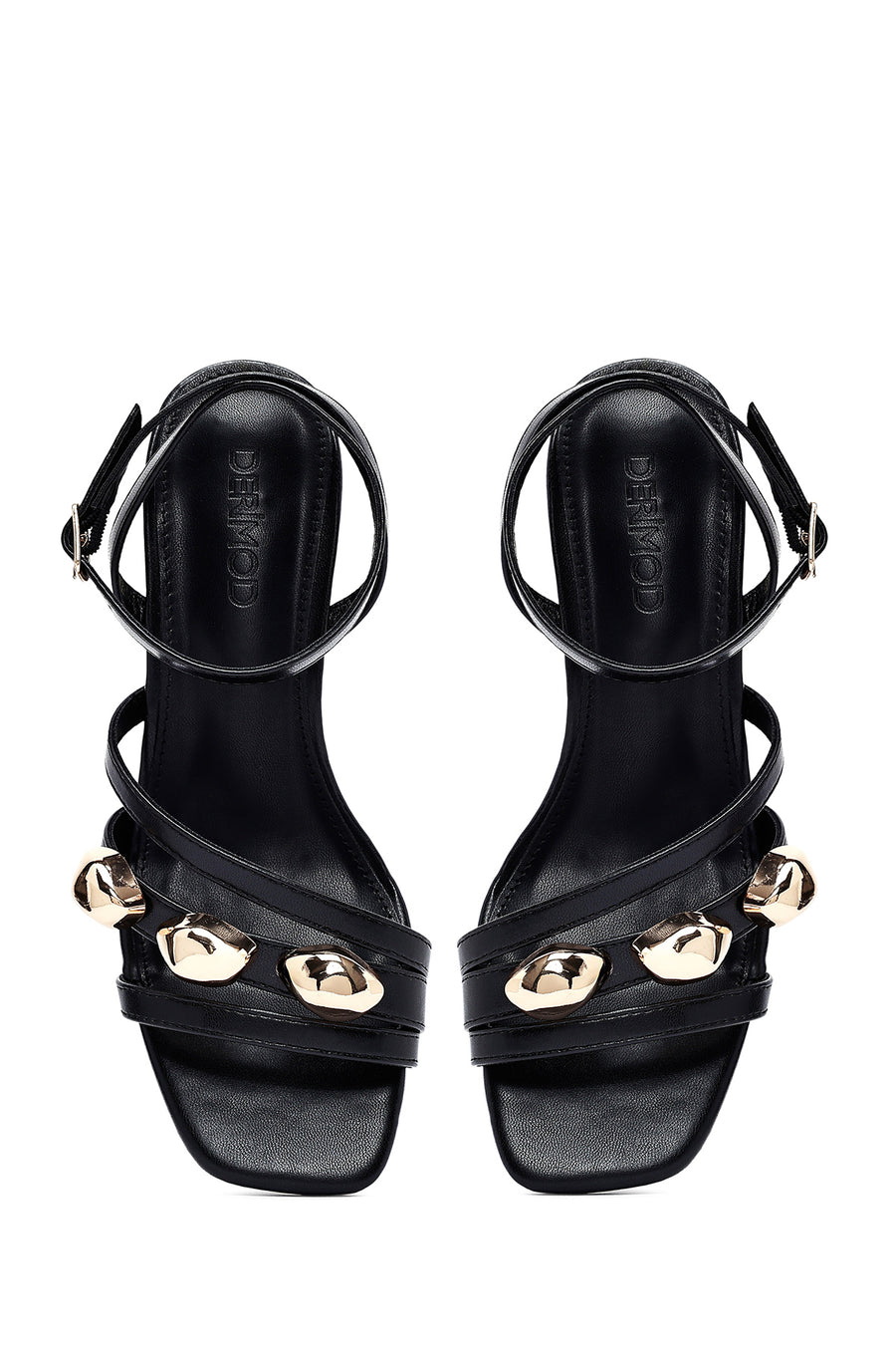 Women's Black Ankle Buckle Low Heel Sandals