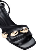 Kadın Siyah Bilekten Tokalı Kısa Kalın Topuklu Sandalet | Derimod