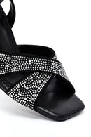 Kadın Siyah Bilekten Tokalı Taşlı İnce Topuklu Sandalet | Derimod